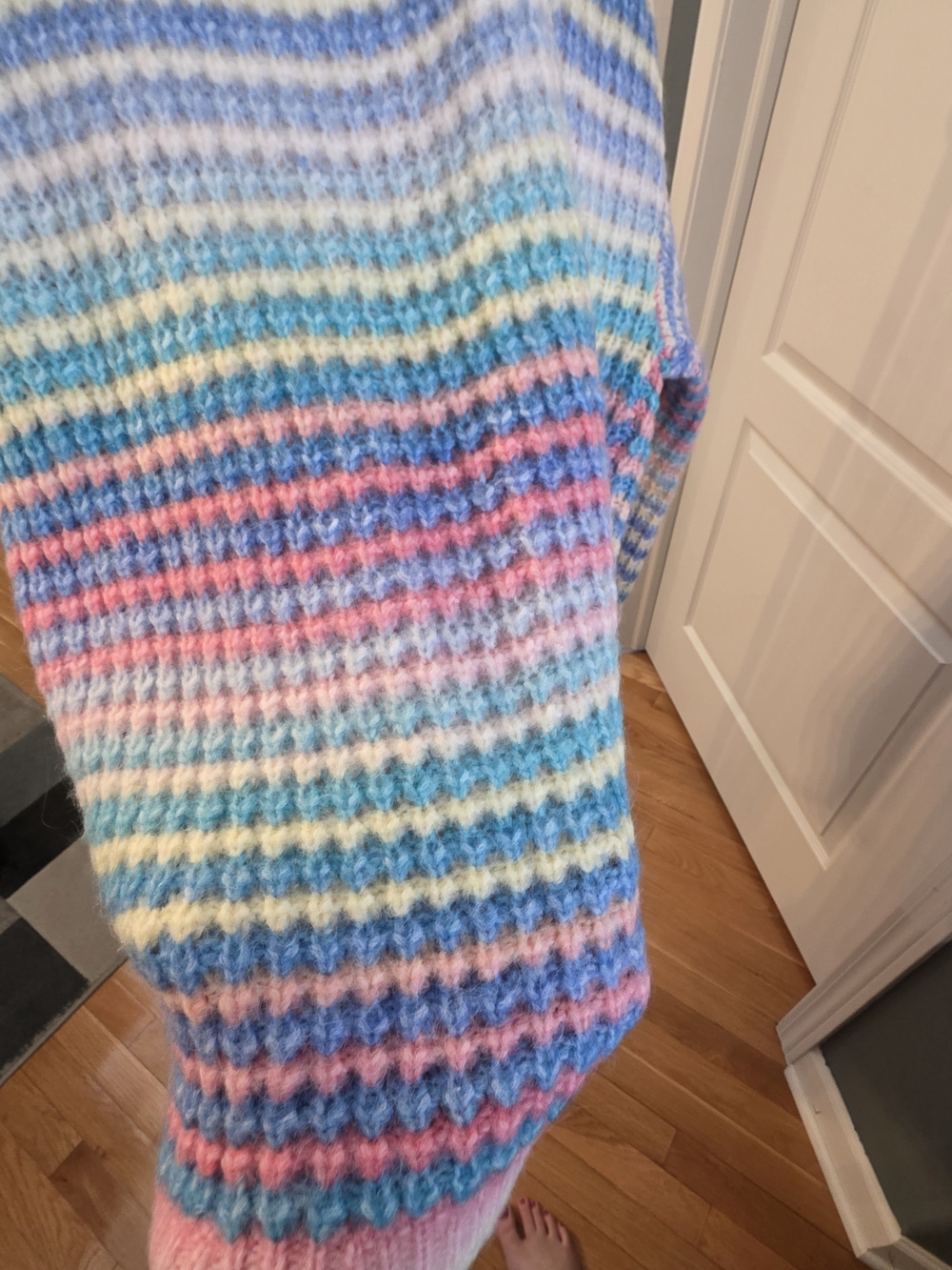 Polagram Gradient Pastel Multi-Stripe Open Cardigan Sweater - Picture 9 of 13